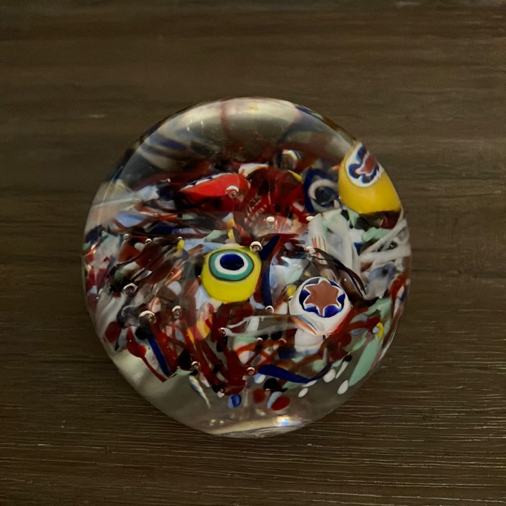 Gentile 1923-2006 Millefiori  evil eye Paperweight Marked 3" vintage